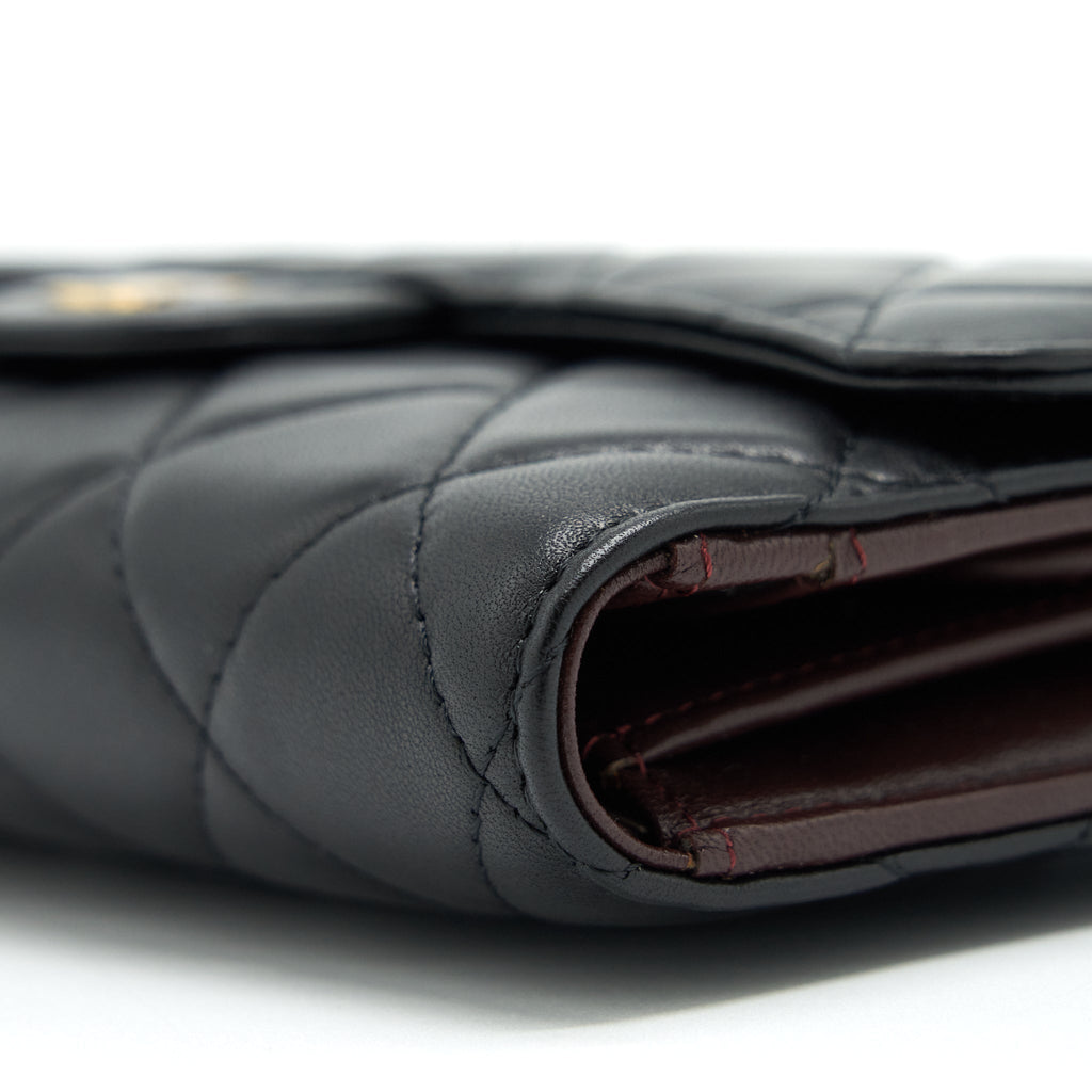 CHANEL CLASSIC LONG WALLET LAMBSKIN BLACK GHW