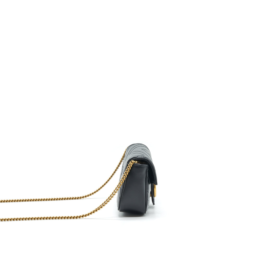 GUCCI GG MARMONT SUPER MINI LEATHER BAG IN BLACK