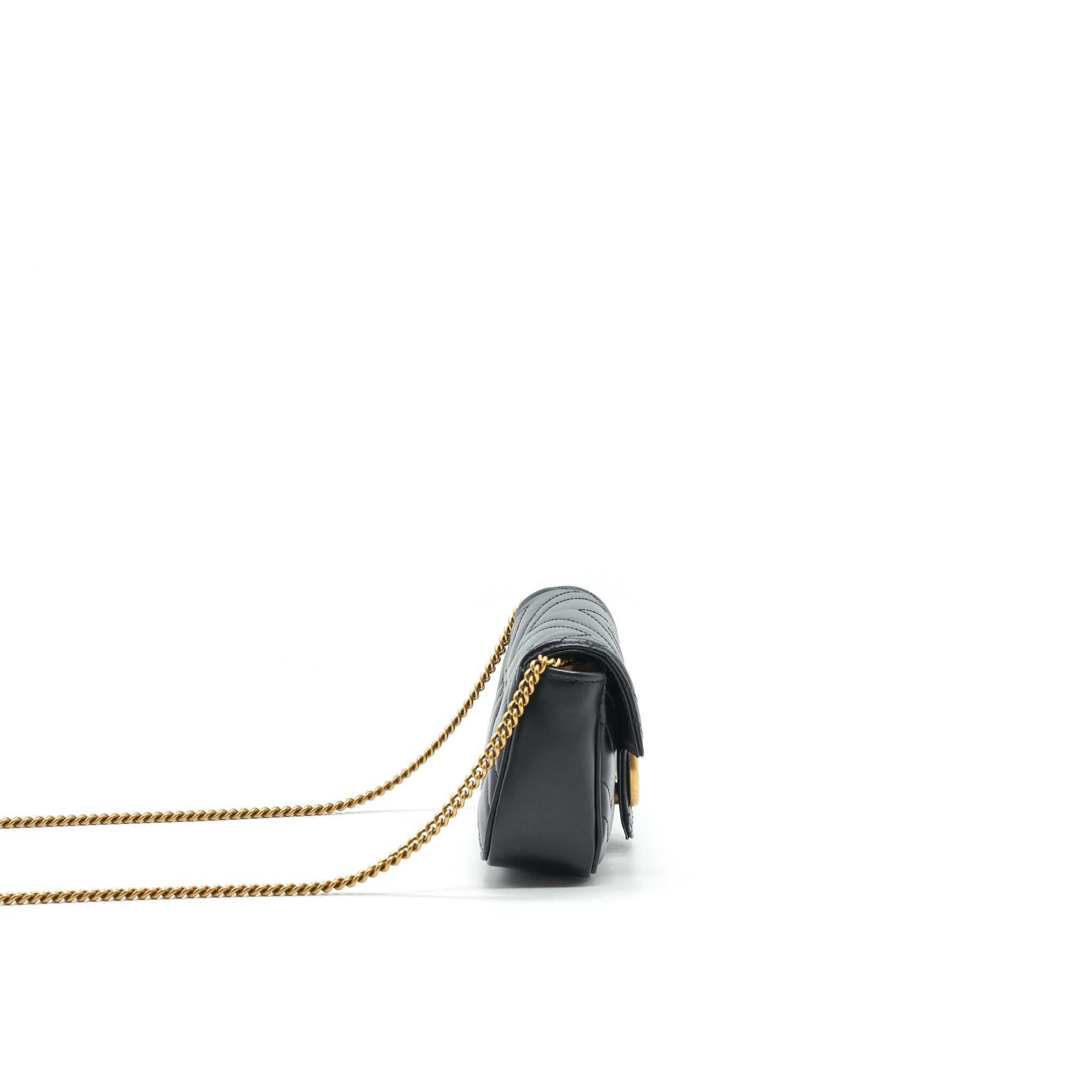 GUCCI GG MARMONT SUPER MINI LEATHER BAG IN BLACK
