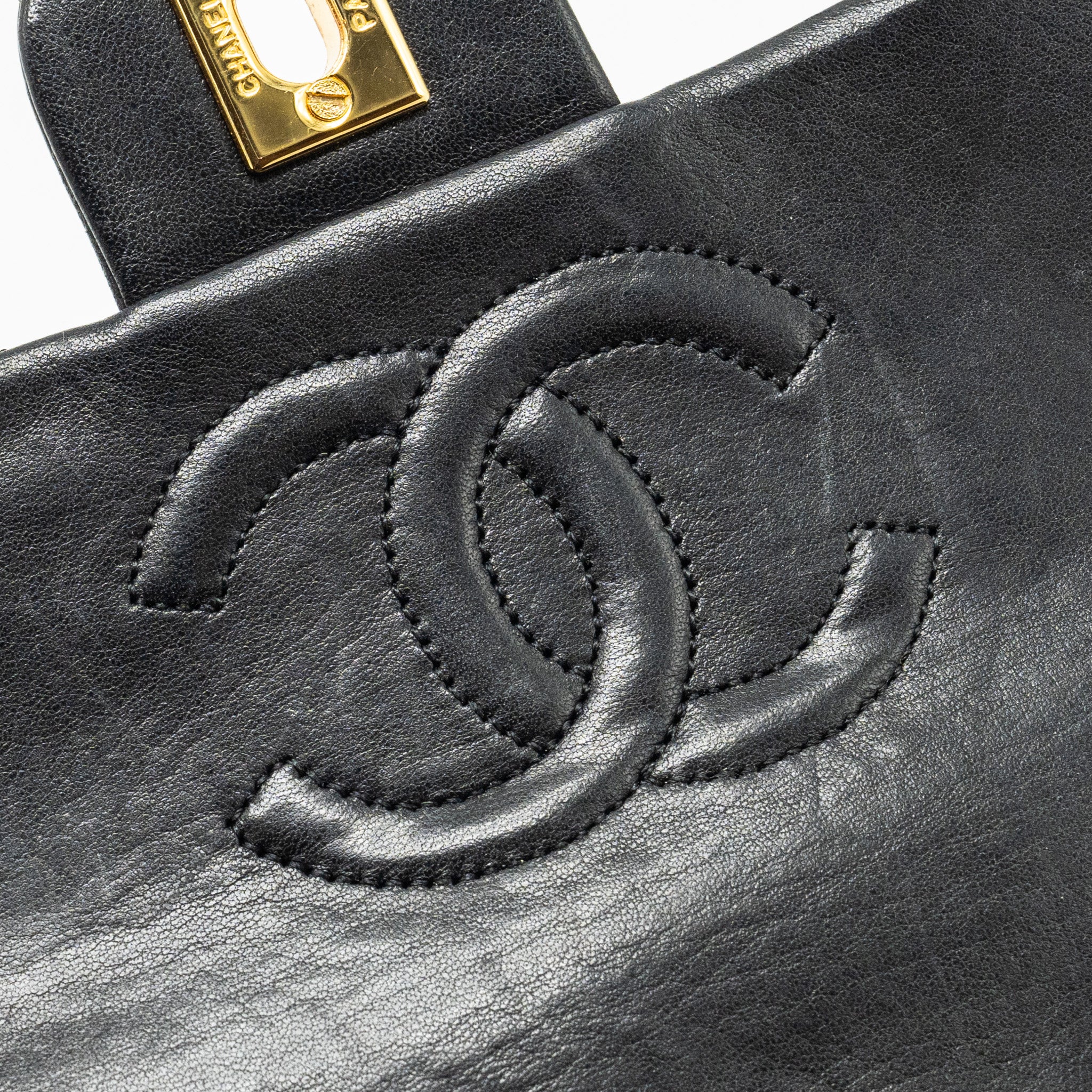 CHANEL VINTAGE MINI SQUARE FLAP BAG LAMBSKIN BLACK GHW