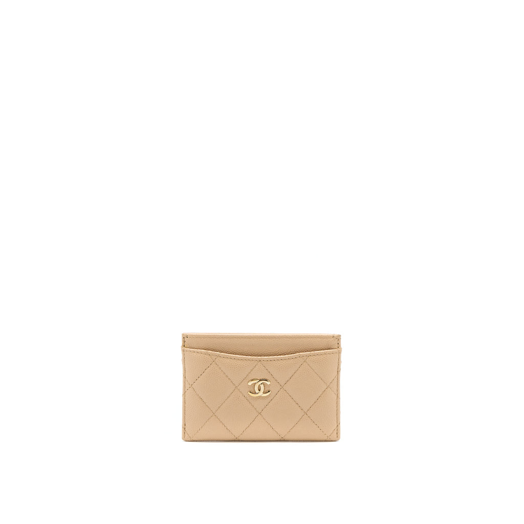 CHANEL CLASSIC CARD HOLDER CAVIAR DARK BEIGE GHW