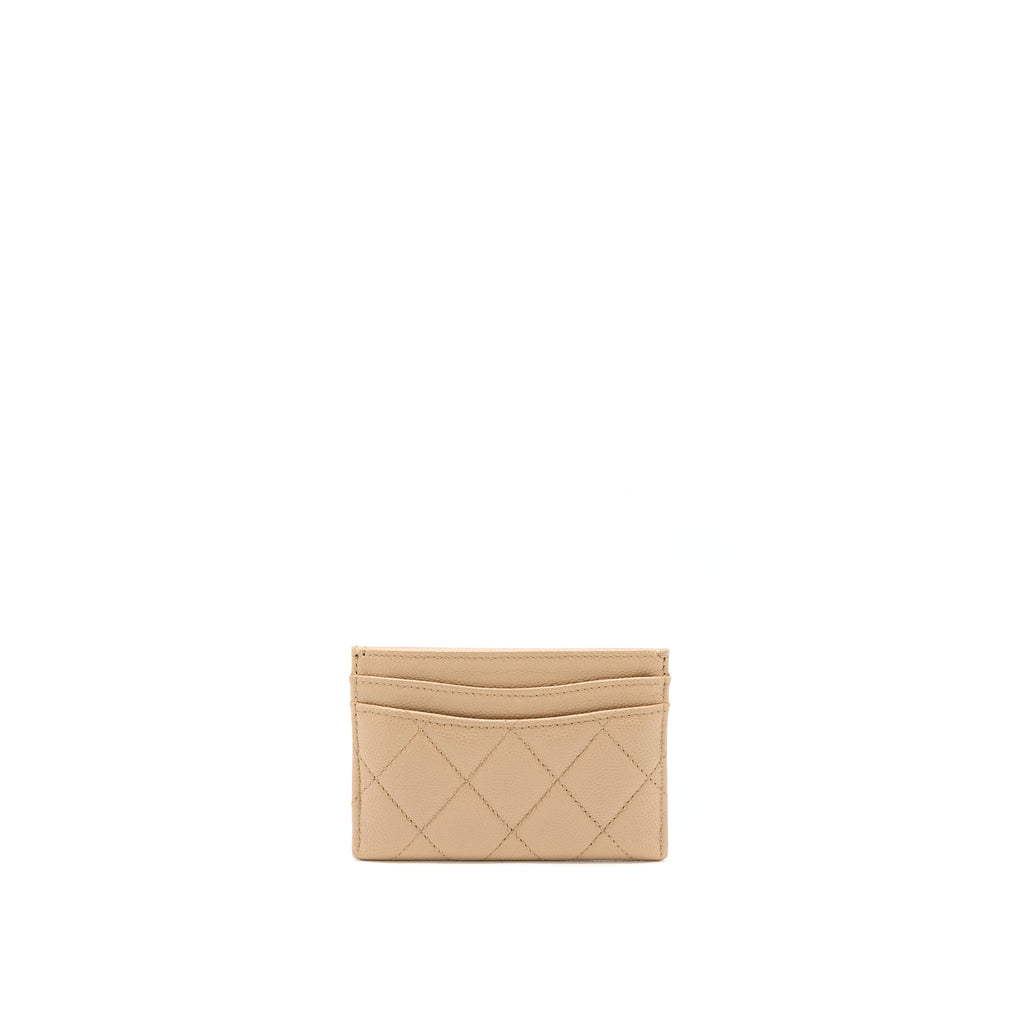 CHANEL CLASSIC CARD HOLDER CAVIAR DARK BEIGE GHW