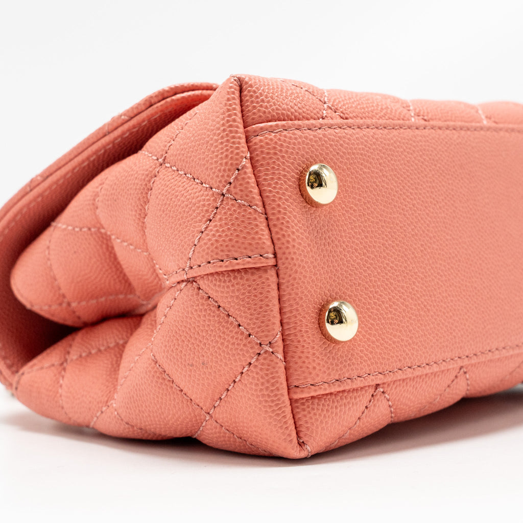 CHANEL MINI COCO HANDLE CAVIAR PINK LGHW (MICROCHIP)