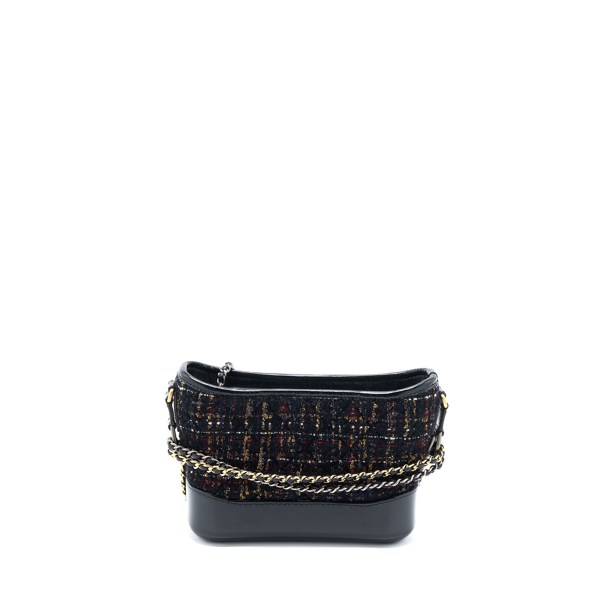 CHANEL SMALL GABRIELLE HOBO BAG TWEED/LEATHER BLACK MULTICOLOUR HARDWARE