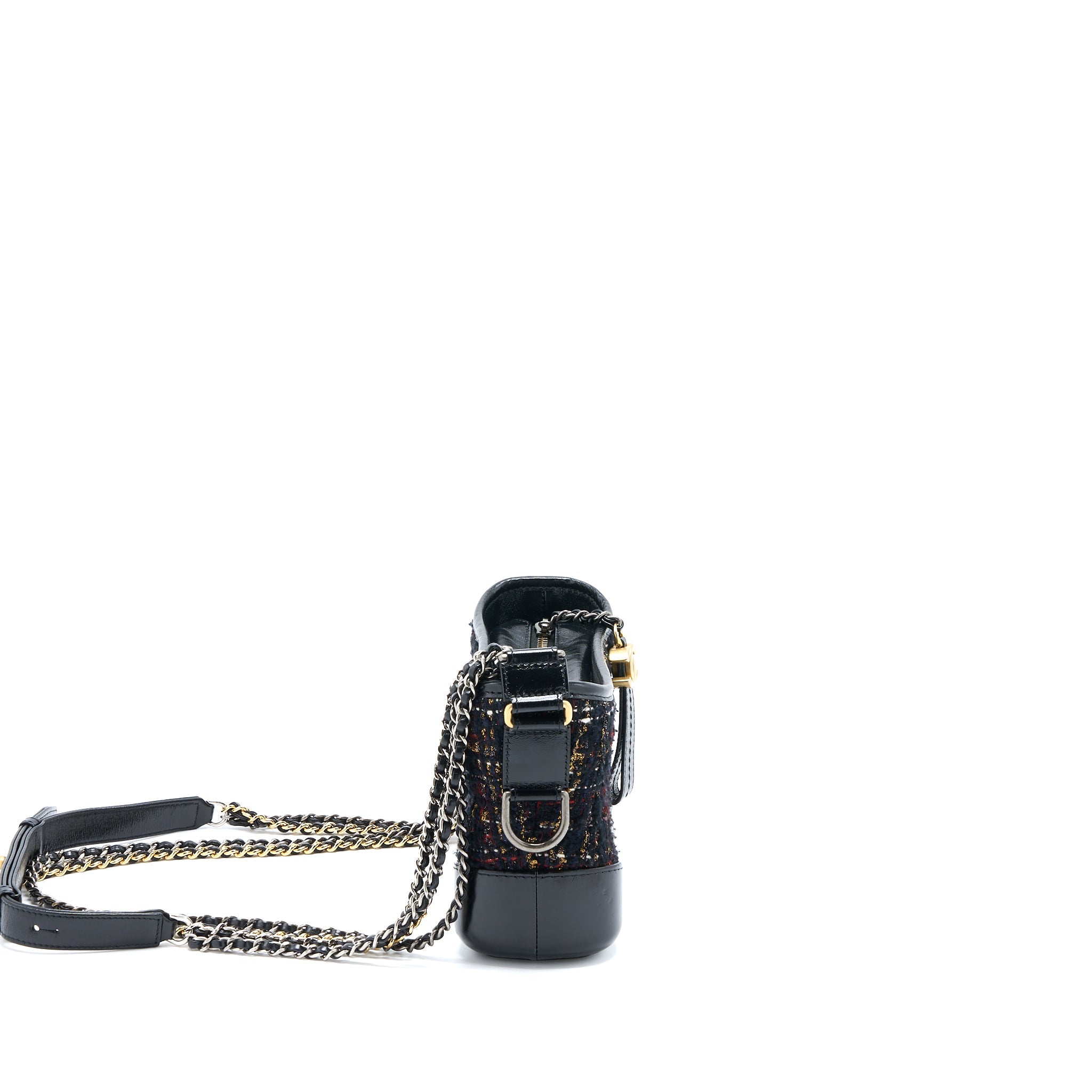 CHANEL SMALL GABRIELLE HOBO BAG TWEED/LEATHER BLACK MULTICOLOUR HARDWARE