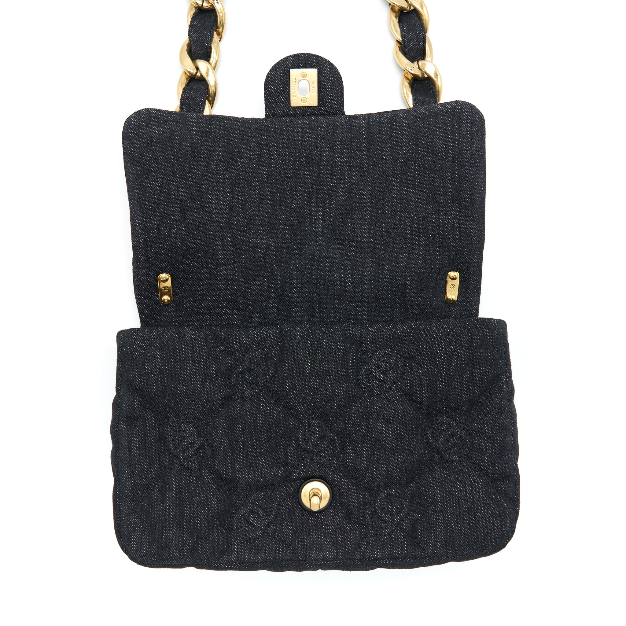 CHANEL 22S SMALL DENIM CC LOGO SHOULDER BAG GHW