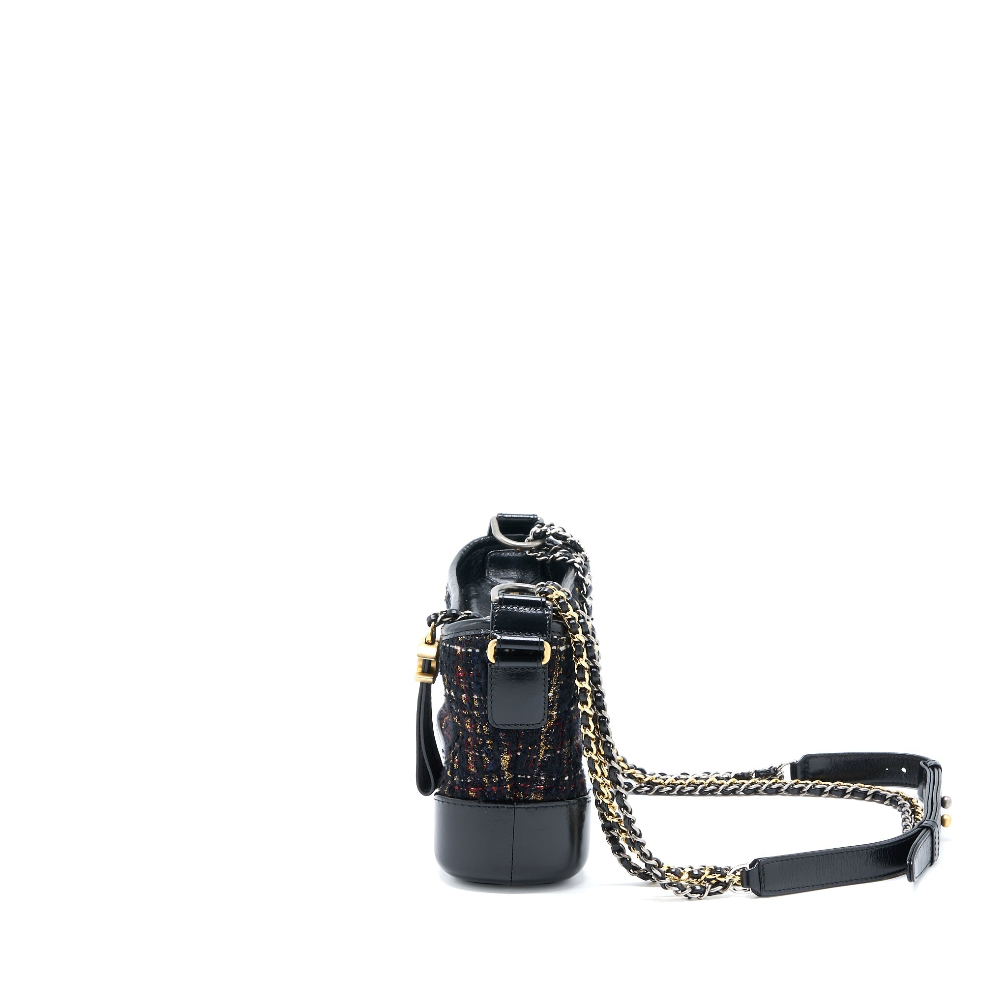 CHANEL SMALL GABRIELLE HOBO BAG TWEED/LEATHER BLACK MULTICOLOUR HARDWARE