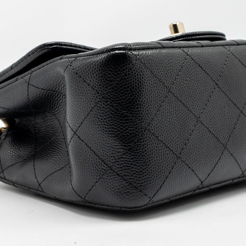 CHANEL MINI SQUARE FLAP BAG CAVIAR BLACK LGHW