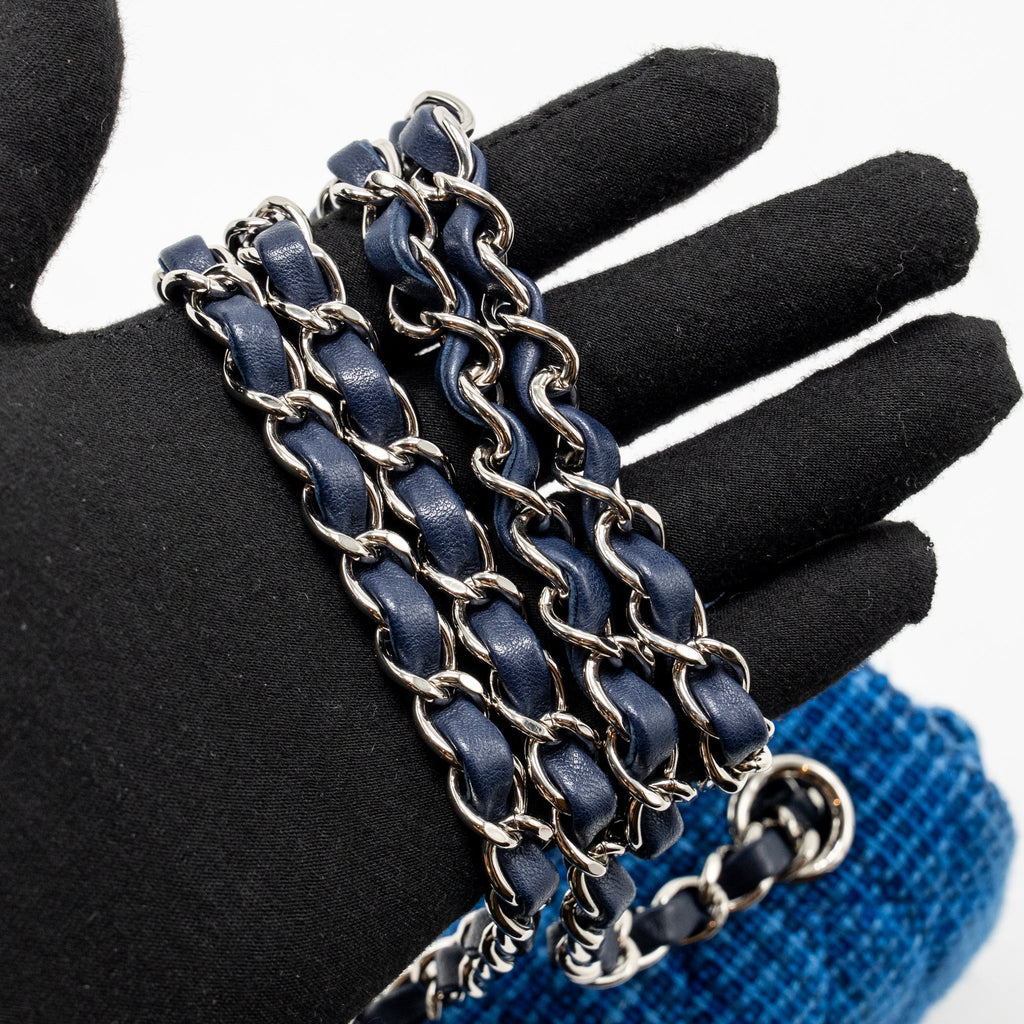 CHANEL MINI RECTANGULAR TWEED BLUE SHW