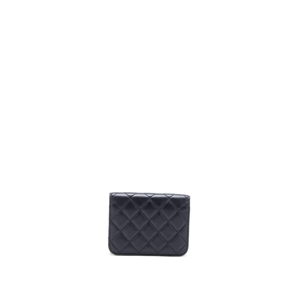 CHANEL PEARL CRUSH MINI FLAP BELT BAG LAMBSKIN BLACK BRUSHED GHW
