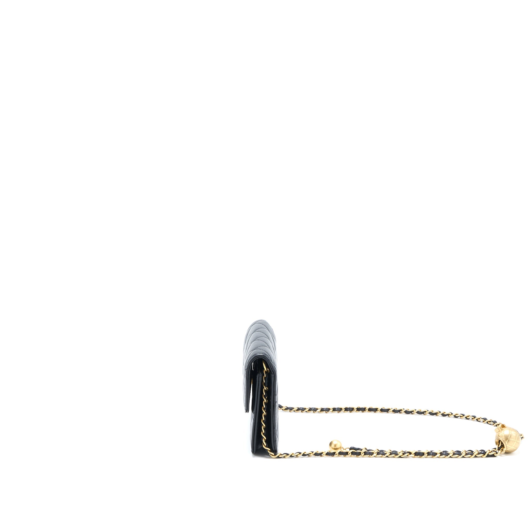 CHANEL PEARL CRUSH MINI FLAP BELT BAG LAMBSKIN BLACK BRUSHED GHW