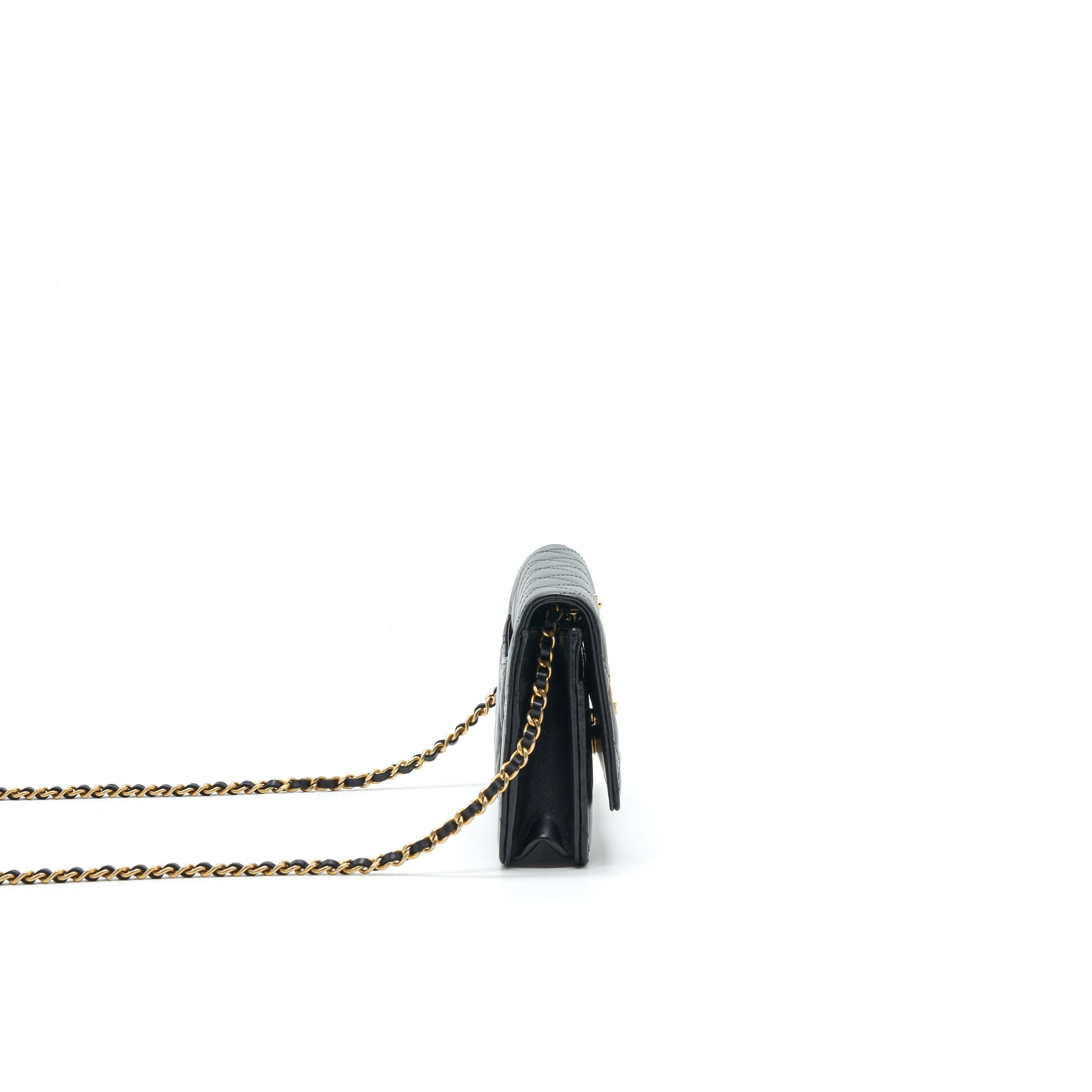 CHANEL 2021 SEASONAL WALLET ON CHAIN BLACK GHW