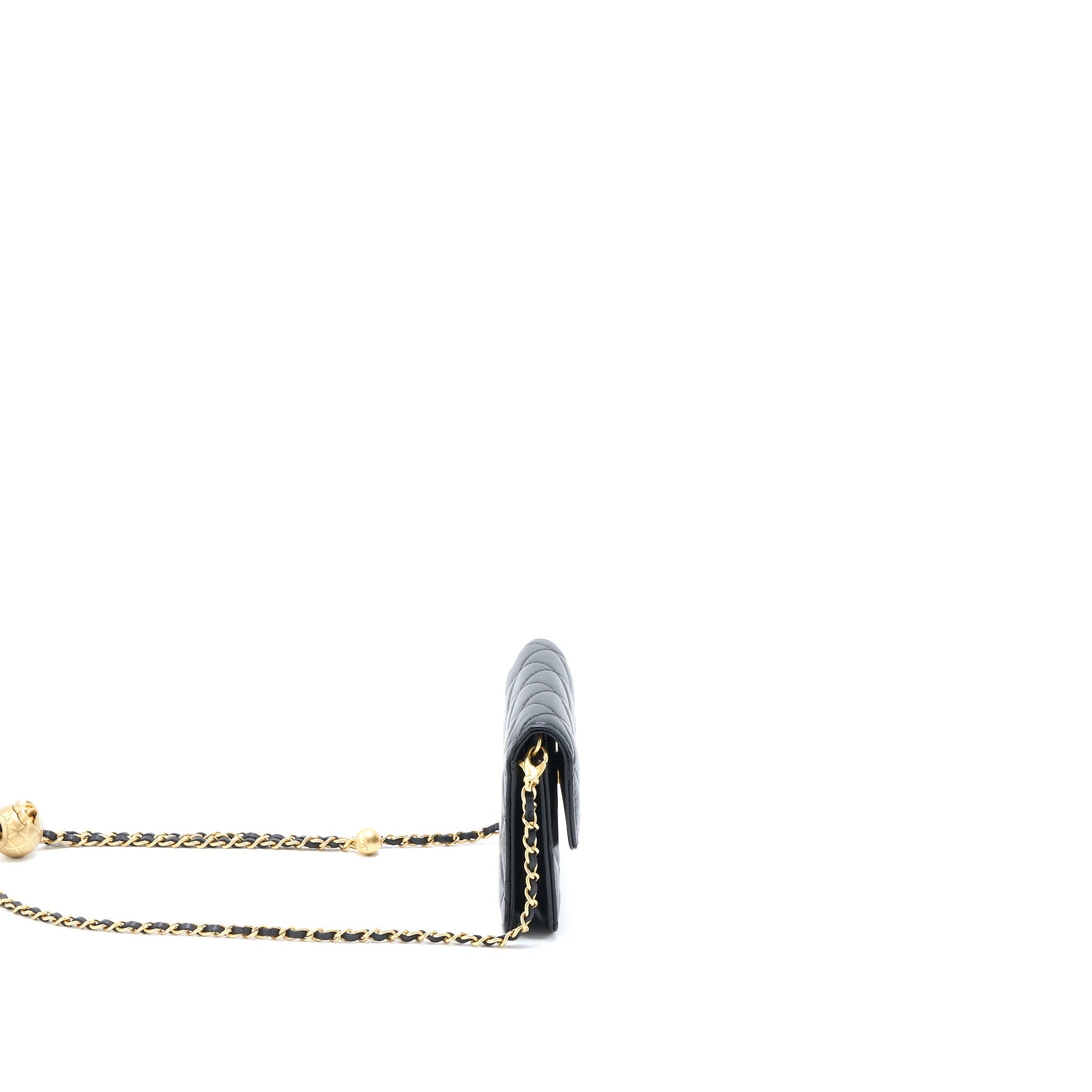 CHANEL PEARL CRUSH MINI FLAP BELT BAG LAMBSKIN BLACK BRUSHED GHW