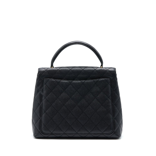 CHANEL VINTAGE TOP HANDLE FLAP BAG CAVIAR BLACK GHW