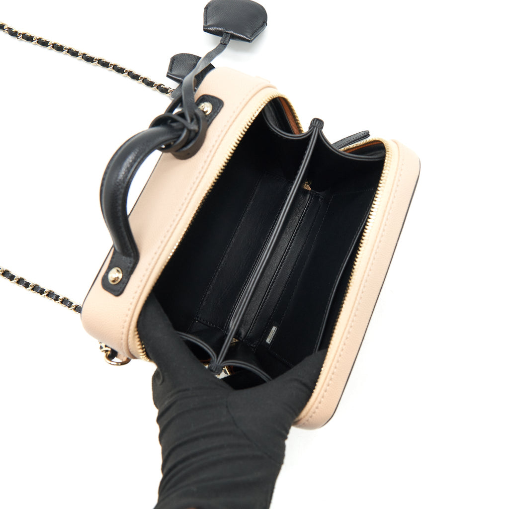 CHANEL VANITY FILIGREE CAVIAR BEIGE&BLACK LGHW