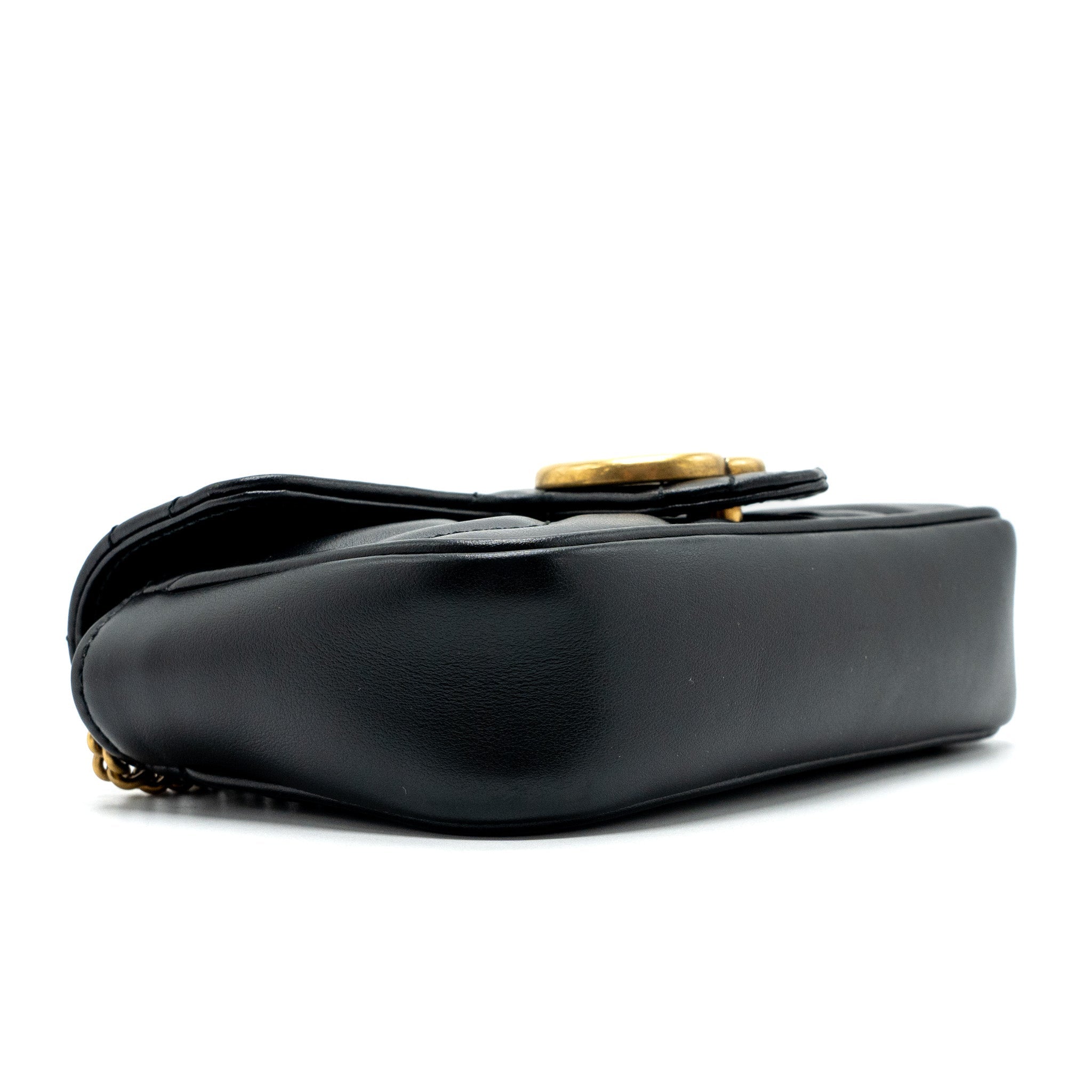 GUCCI GG MARMONT SUPER MINI BAG CALFSKIN BLACK GHW