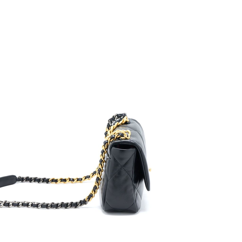 CHANEL SMALL 19 BAG LAMBSKIN BLACK MULTICOLOUR HARDWARE