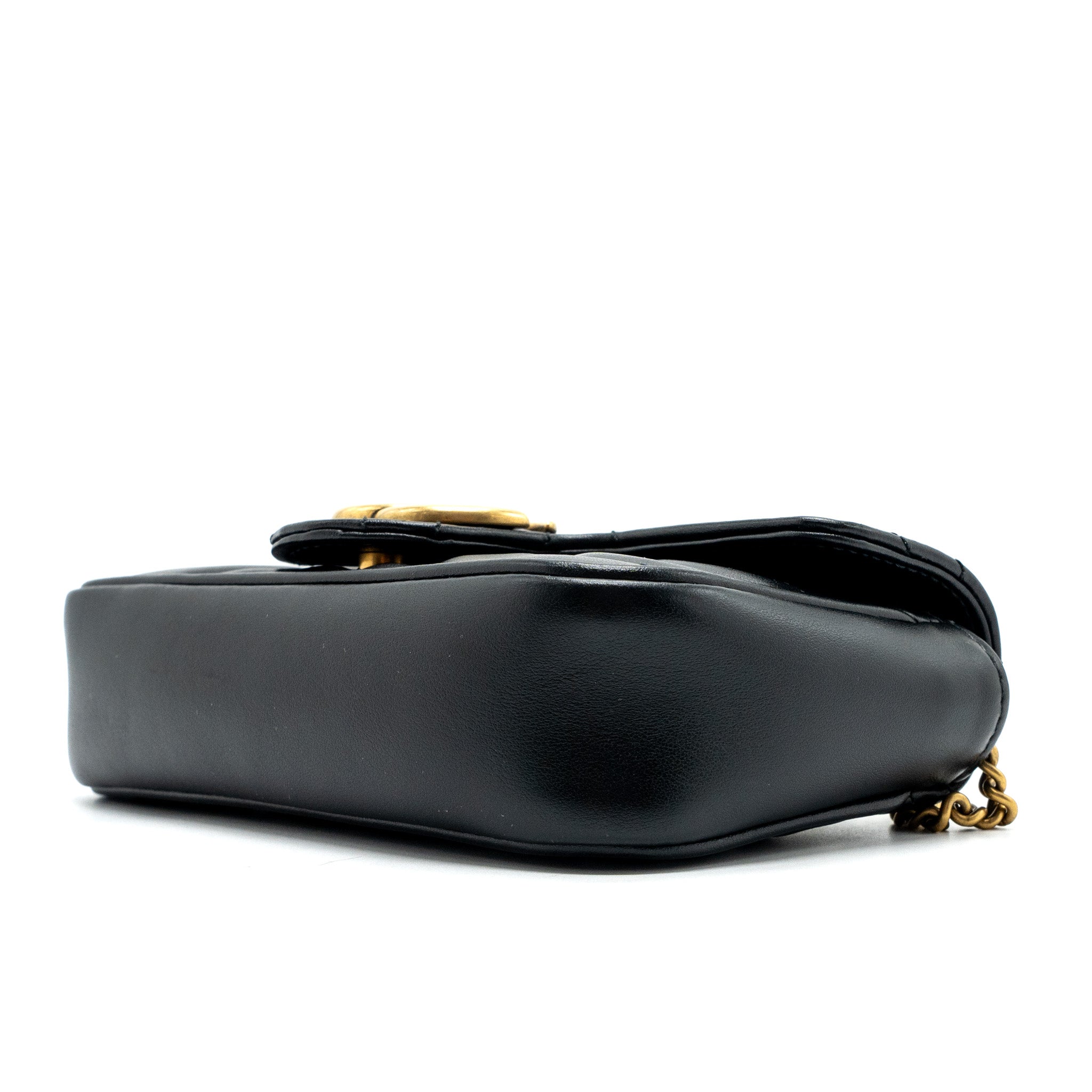 GUCCI GG MARMONT SUPER MINI BAG CALFSKIN BLACK GHW