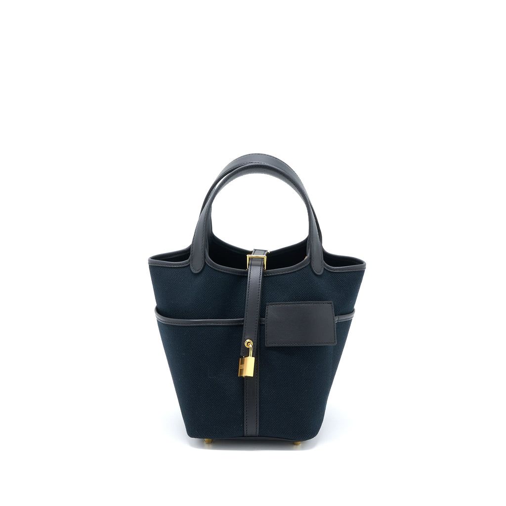 HERMES CARGO PICOTIN 18 POCKET BAG CANVAS/SWIFT BLACK GHW