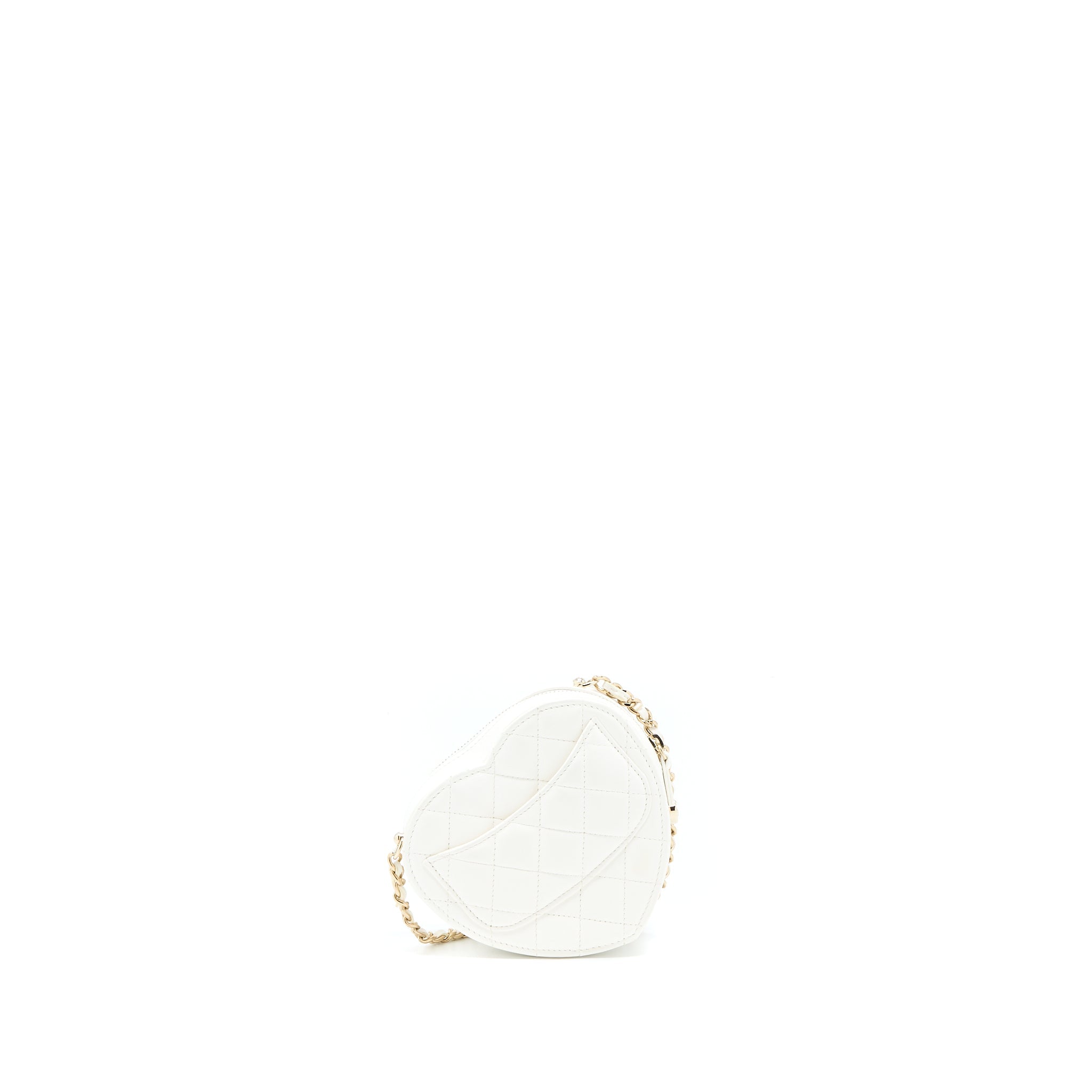 CHANEL SMALL HEART BAG LAMBSKIN WHITE LGHW