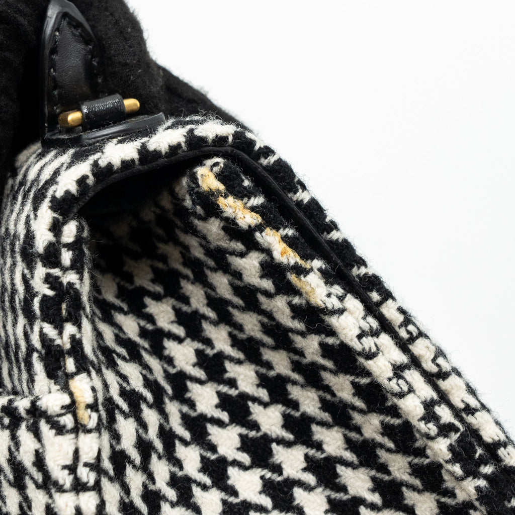 BALENCIAGA HOURGLASS S WOOL HOUNDSTOOTH BLACK/WHITE GHW