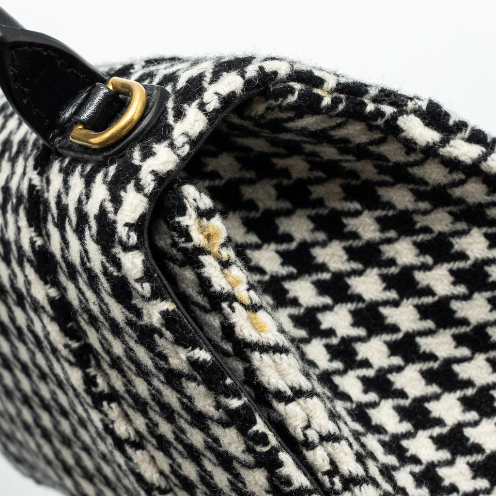 BALENCIAGA HOURGLASS S WOOL HOUNDSTOOTH BLACK/WHITE GHW