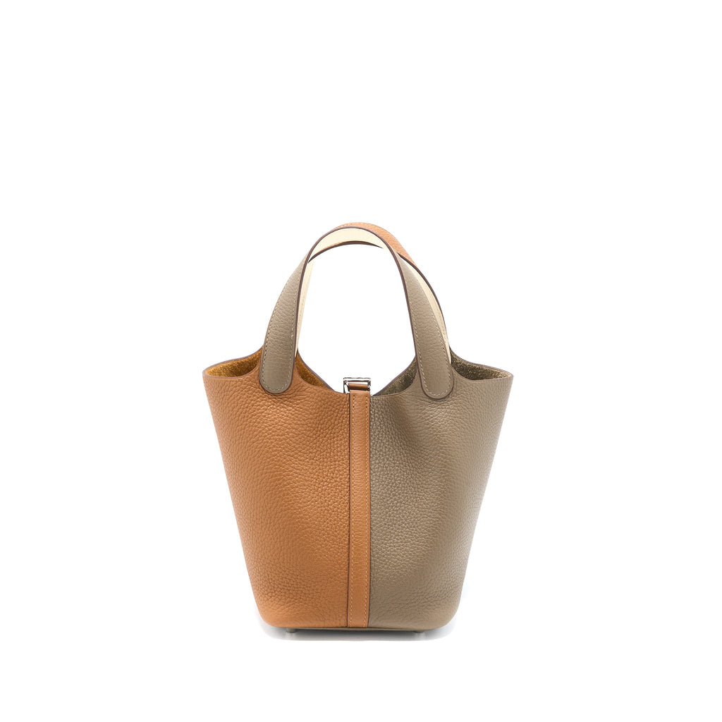 HERMES PICOTIN 18 LOCK BAG CLEMENCE GOLD/ETOUPE/NATA SHW
