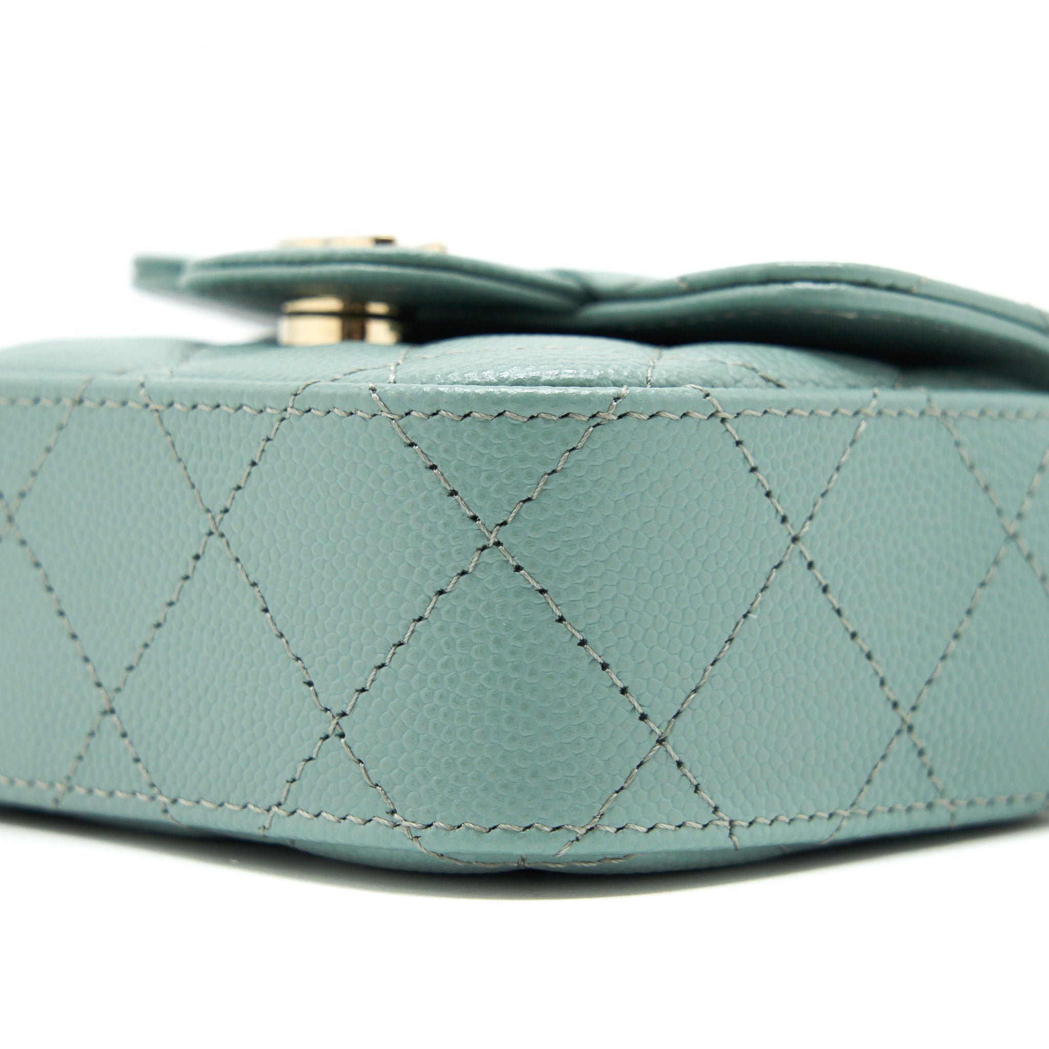 CHANEL MINI FLAP VANITY WITH CHAIN CAVIAR GREYISH GREEN LGHW