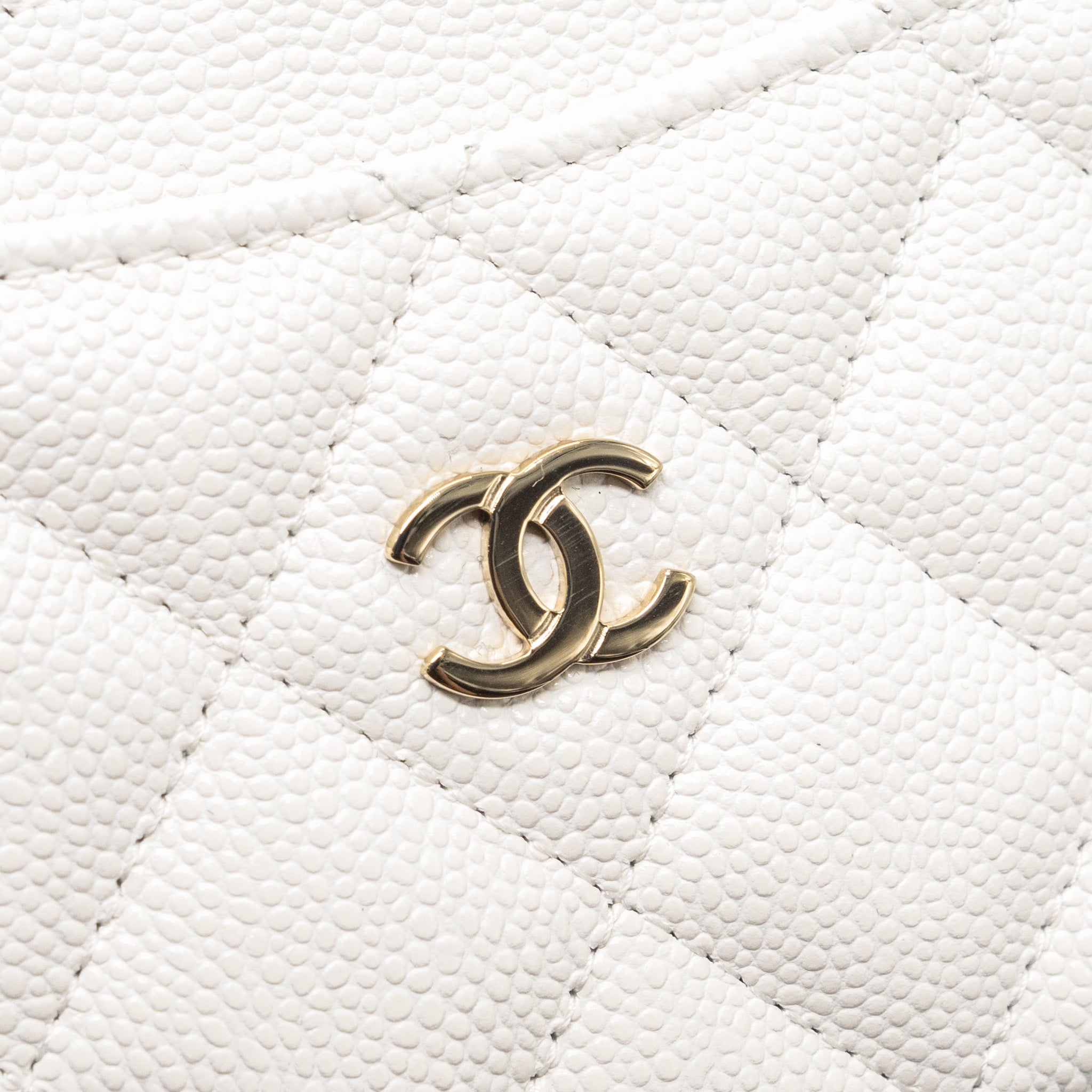 CHANEL CLASSIC CARD HOLDER CAVIAR WHITE LGHW (MICROCHIP)