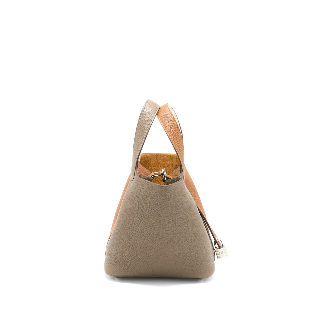 HERMES PICOTIN 18 LOCK BAG CLEMENCE GOLD/ETOUPE/NATA SHW