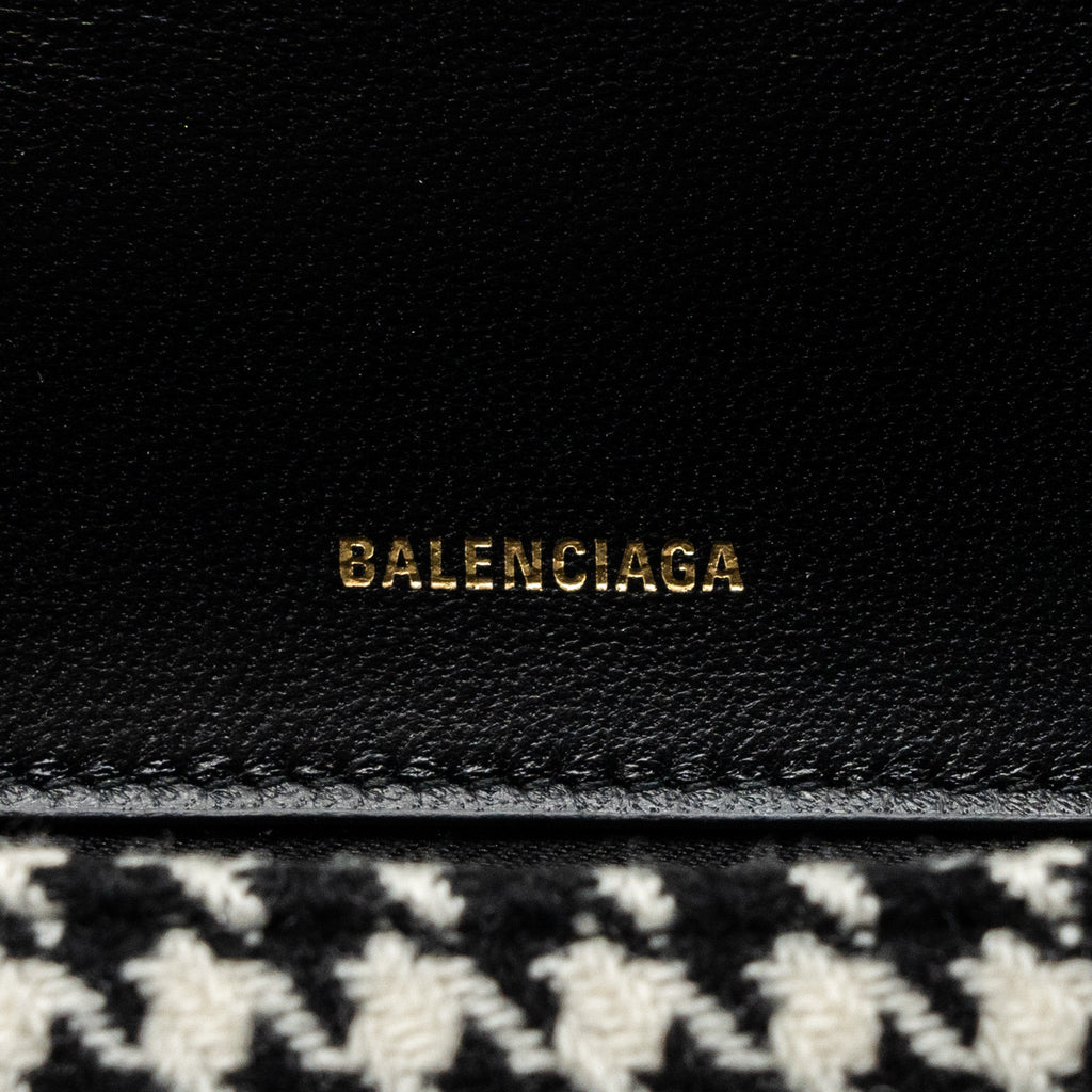 BALENCIAGA HOURGLASS S WOOL HOUNDSTOOTH BLACK/WHITE GHW