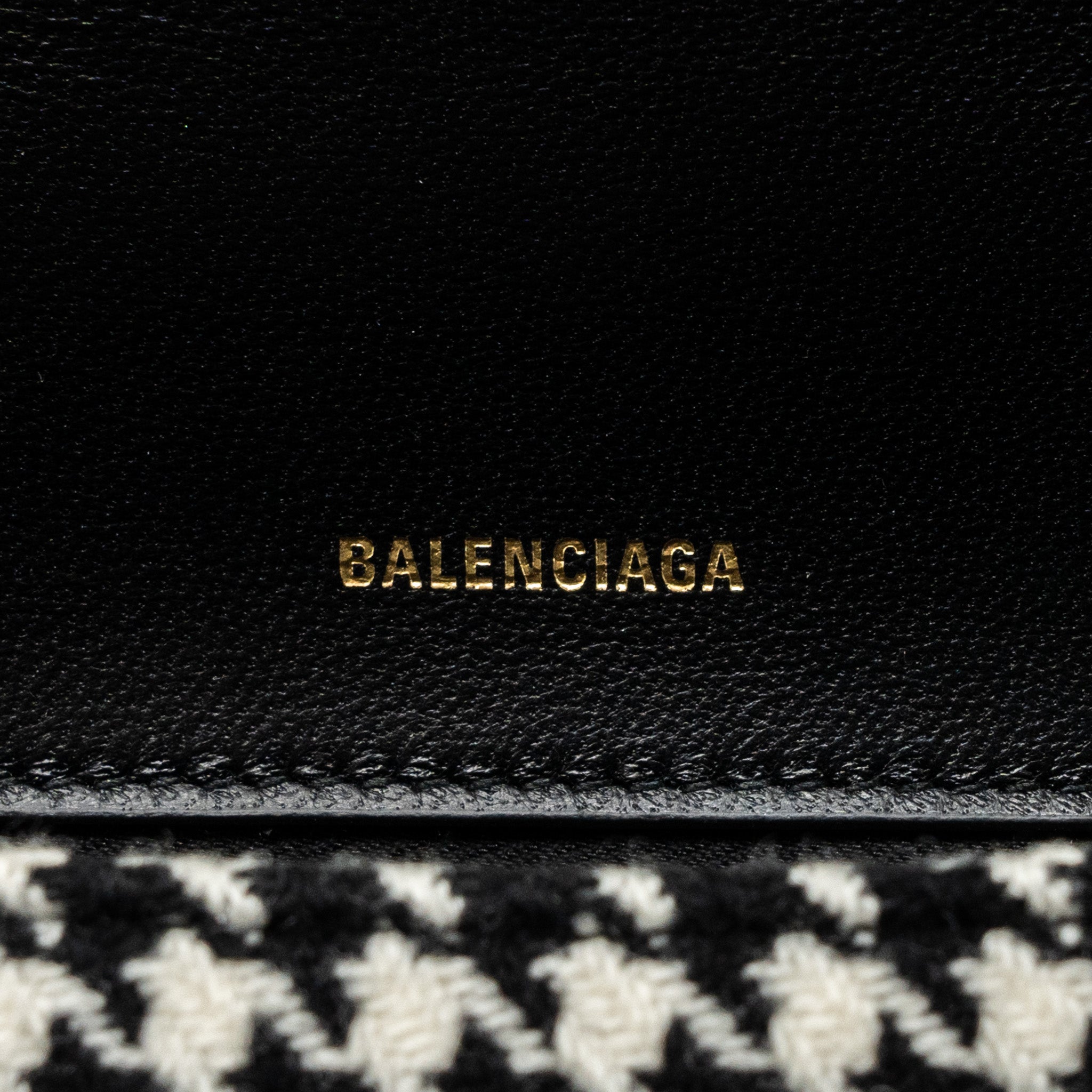 BALENCIAGA HOURGLASS S WOOL HOUNDSTOOTH BLACK/WHITE GHW