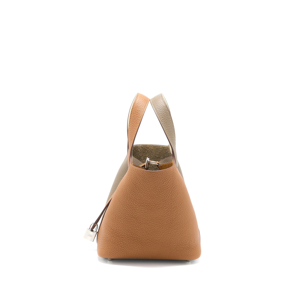 HERMES PICOTIN 18 LOCK BAG CLEMENCE GOLD/ETOUPE/NATA SHW