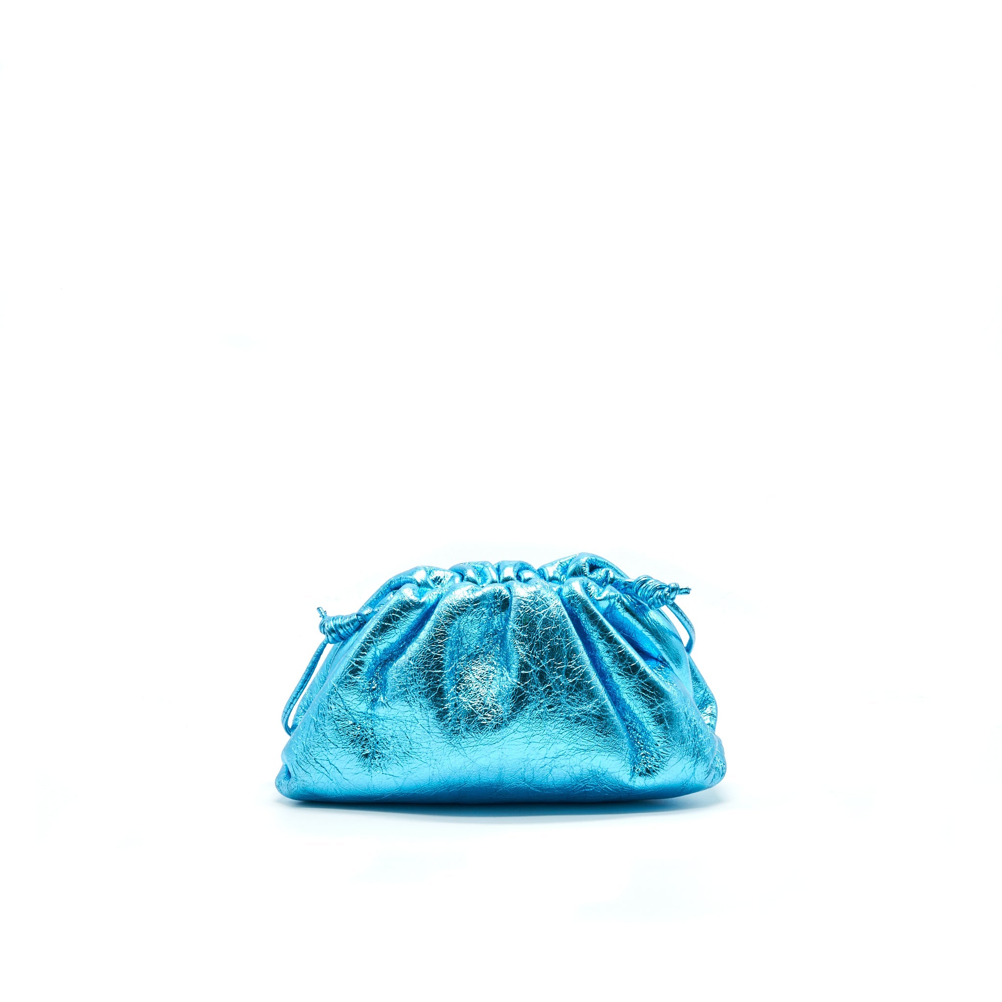 BOTTEGA VENETA MINI POUCH METALLIC BLUE