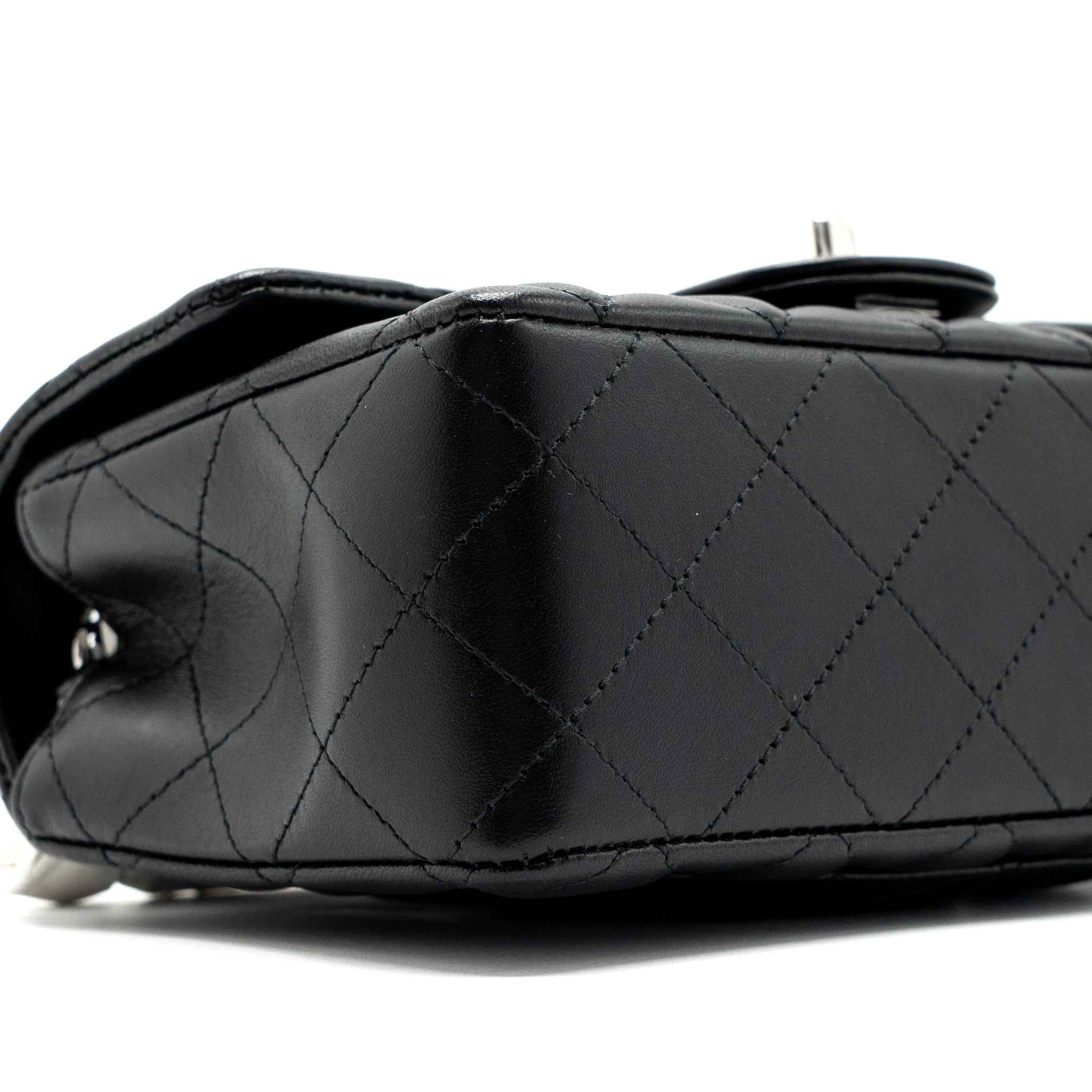 CHANEL MINI RECTANGULAR FLAP BAG LAMBSKIN BLACK SHW  (MICROCHIP)