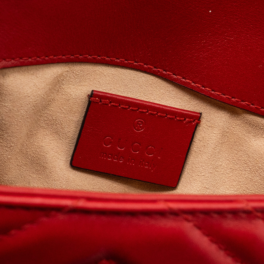 GUCCI MARMONT SUPER MINI MATELASSÉ CHEVRON CALFSKIN RED GHW