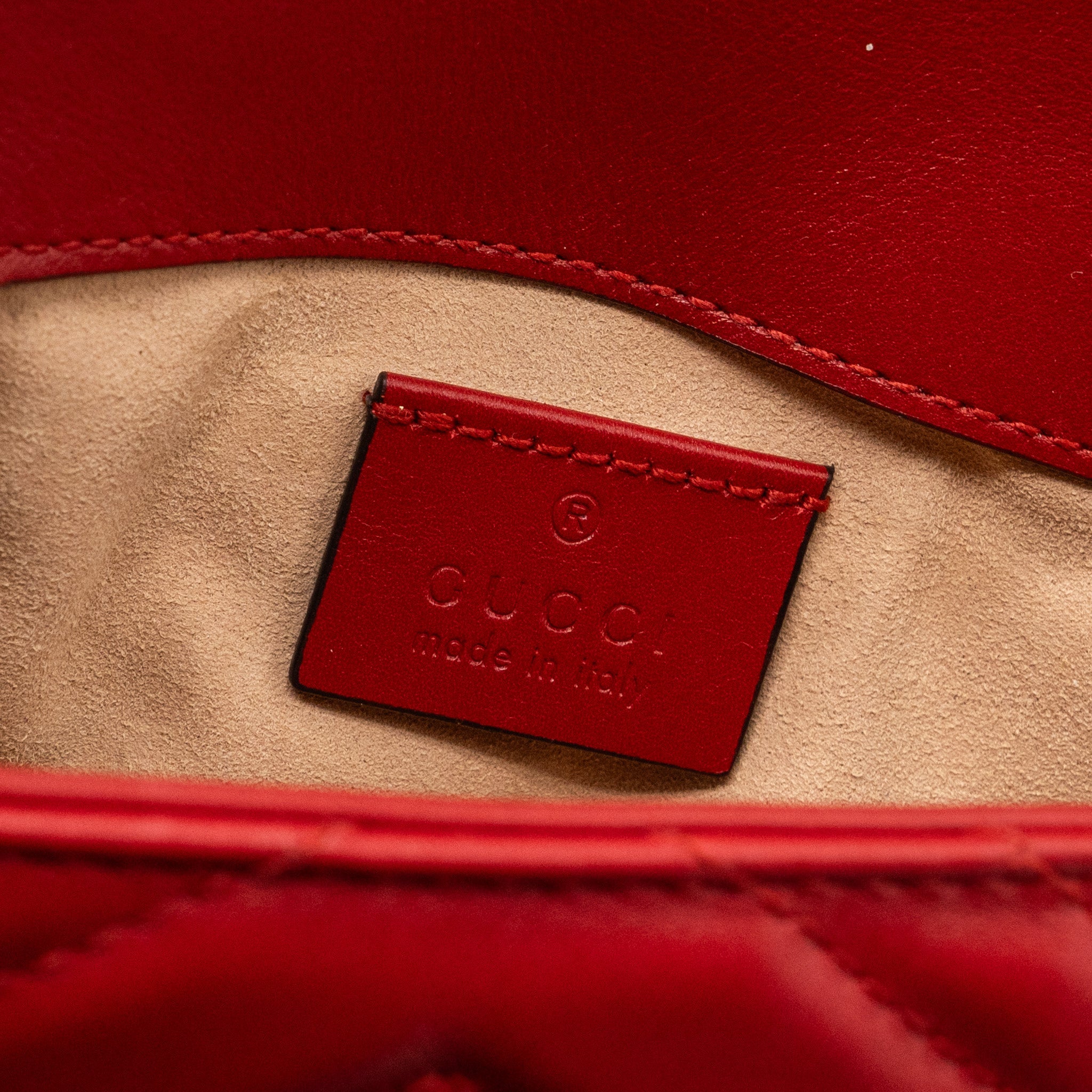 GUCCI MARMONT SUPER MINI MATELASSÉ CHEVRON CALFSKIN RED GHW