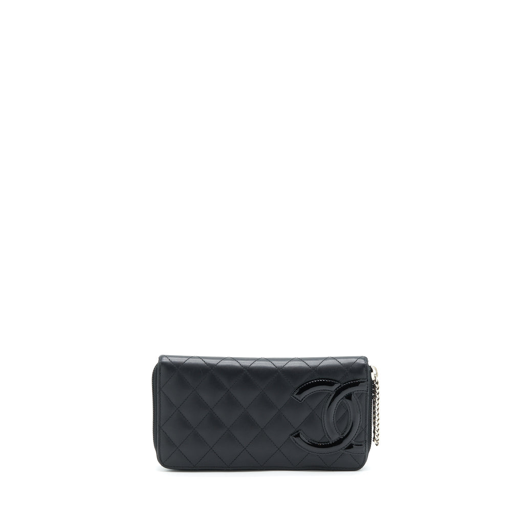 CHANEL CAMBON LONG ZIPPER WALLET CALFSKIN BLACK/PINK SHW