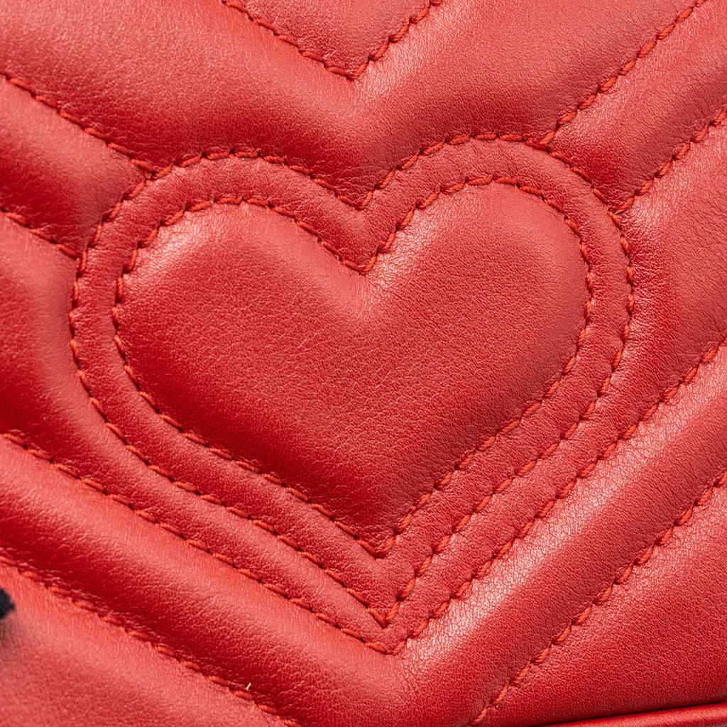 GUCCI MARMONT SUPER MINI MATELASSÉ CHEVRON CALFSKIN RED GHW