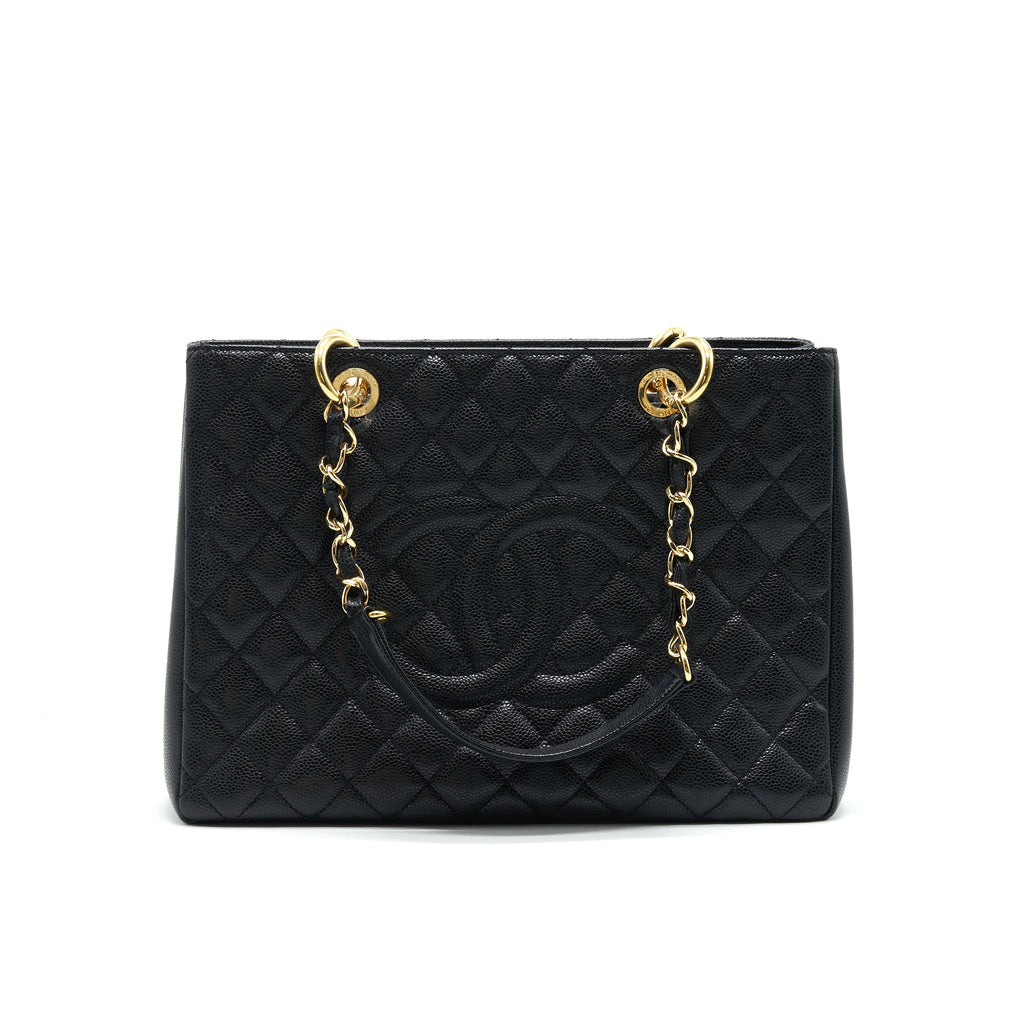 CHANEL GRANT SHOPPING TOTE BAG GST BLACK CAVIAR GHW