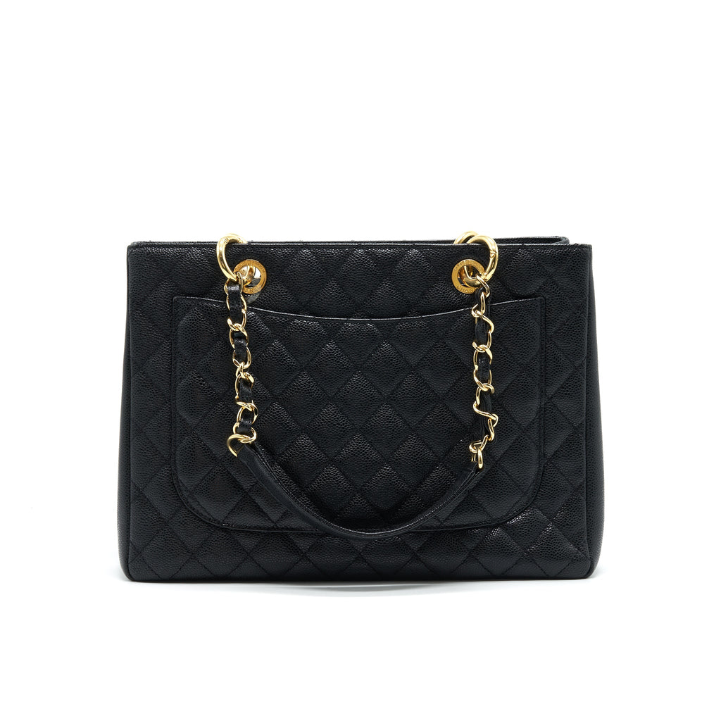 CHANEL GRANT SHOPPING TOTE BAG GST BLACK CAVIAR GHW