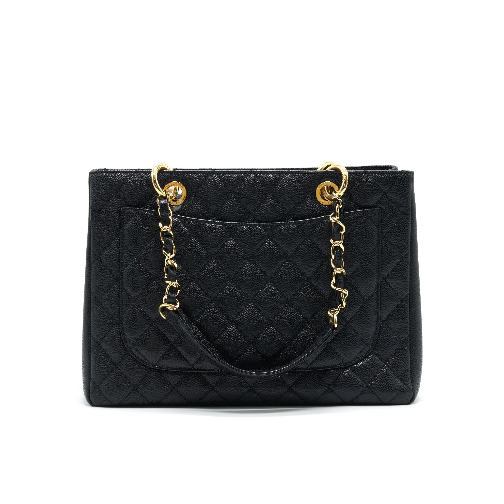 CHANEL GRANT SHOPPING TOTE BAG GST BLACK CAVIAR GHW