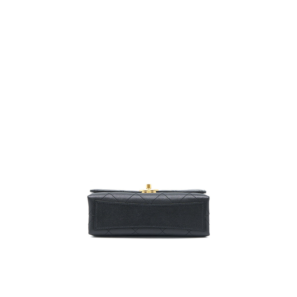 CHANEL DETAIL CHAIN FLAP BAG GRAINED CALFSKIN BLACK GHW (MICROCHIP)