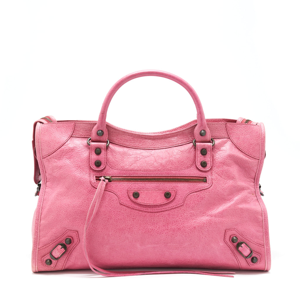 BALENCIAGA CLASSIC CITY BAG PINK RUTHENIUM HARDWARE