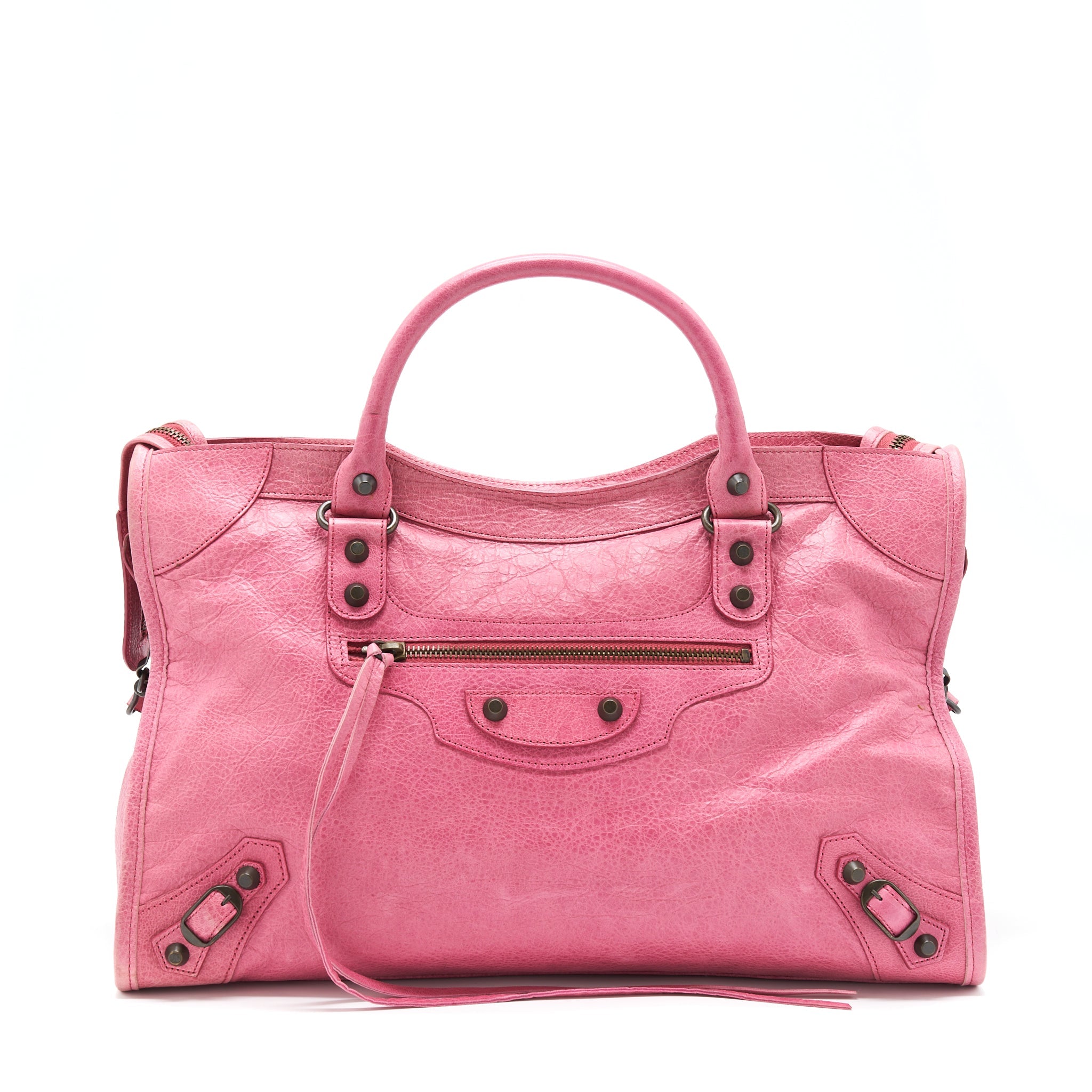 BALENCIAGA CLASSIC CITY BAG PINK RUTHENIUM HARDWARE