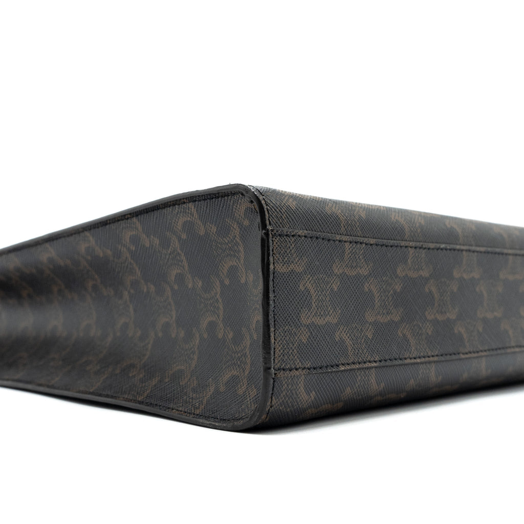 CELINE SMALL CABAS VERTICAL IN TRIOMPHE CANVAS/CALFSKIN TAN GHW