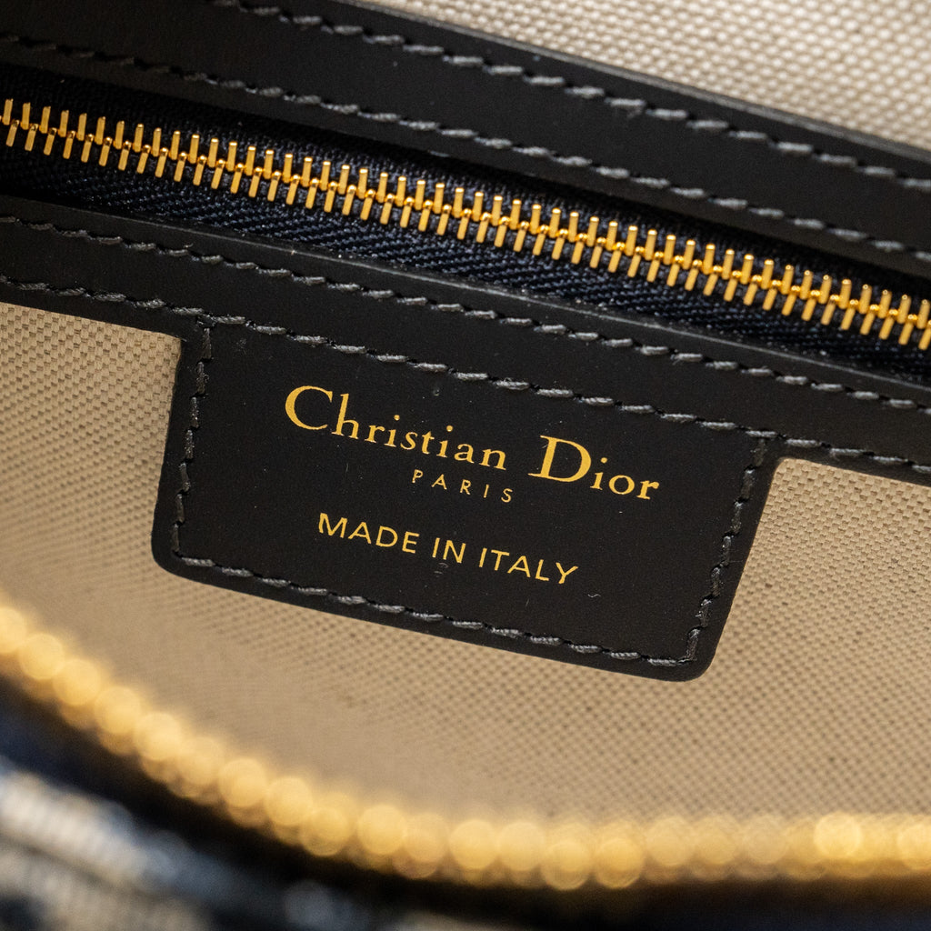 DIOR MEDIUM BOWLING BAG DIOR OBLIQUE CANVAS BLUE GHW