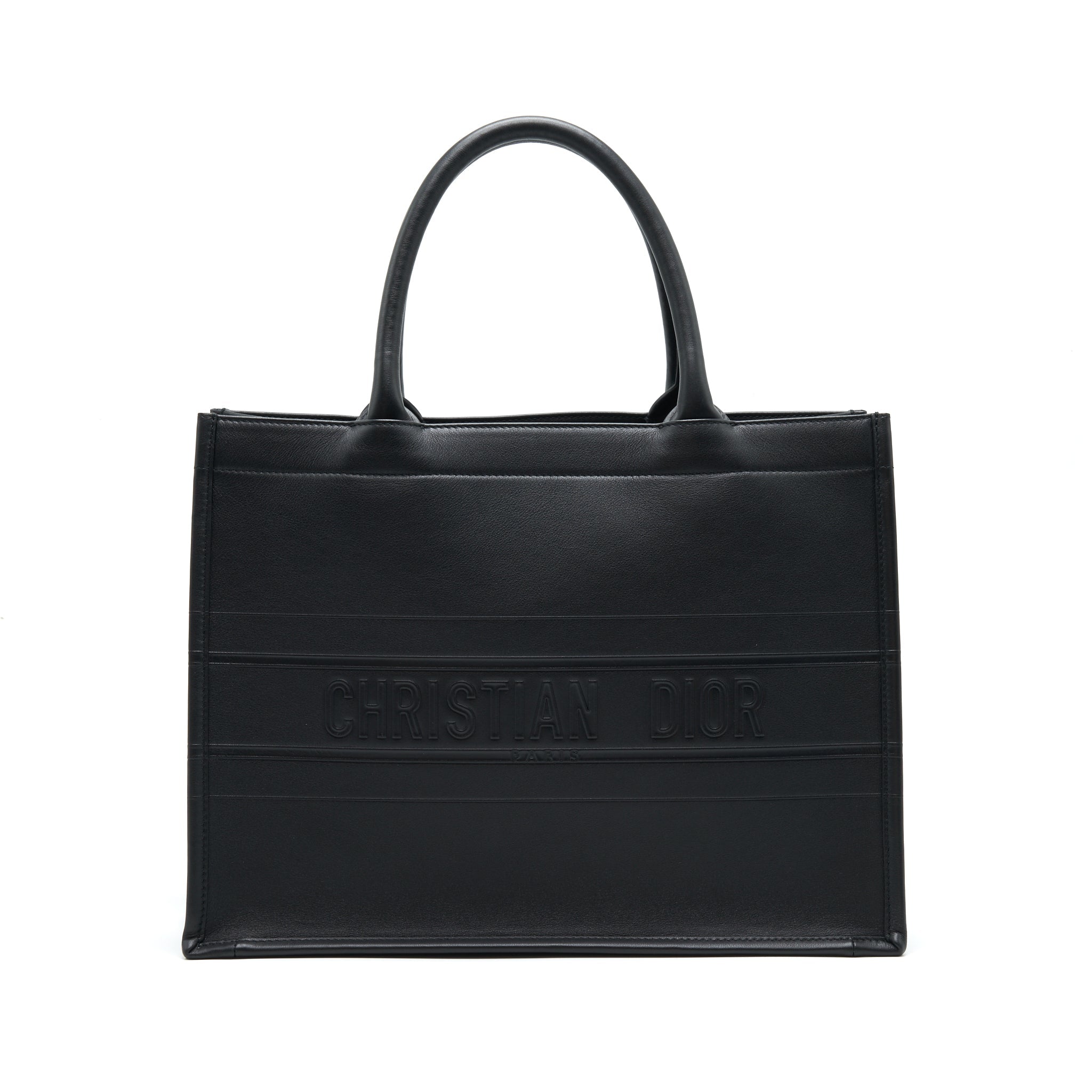 DIOR SMALL LEATHER BOOK TOTE SO BLACK
