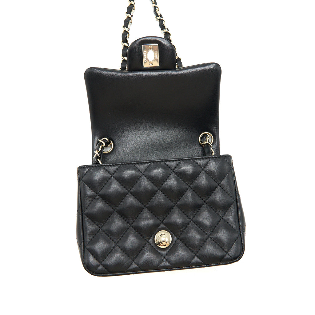 CHANEL 22C MINI SQUARE FLAP BAG LAMBSKIN BLACK LGHW(MICROCHIP)