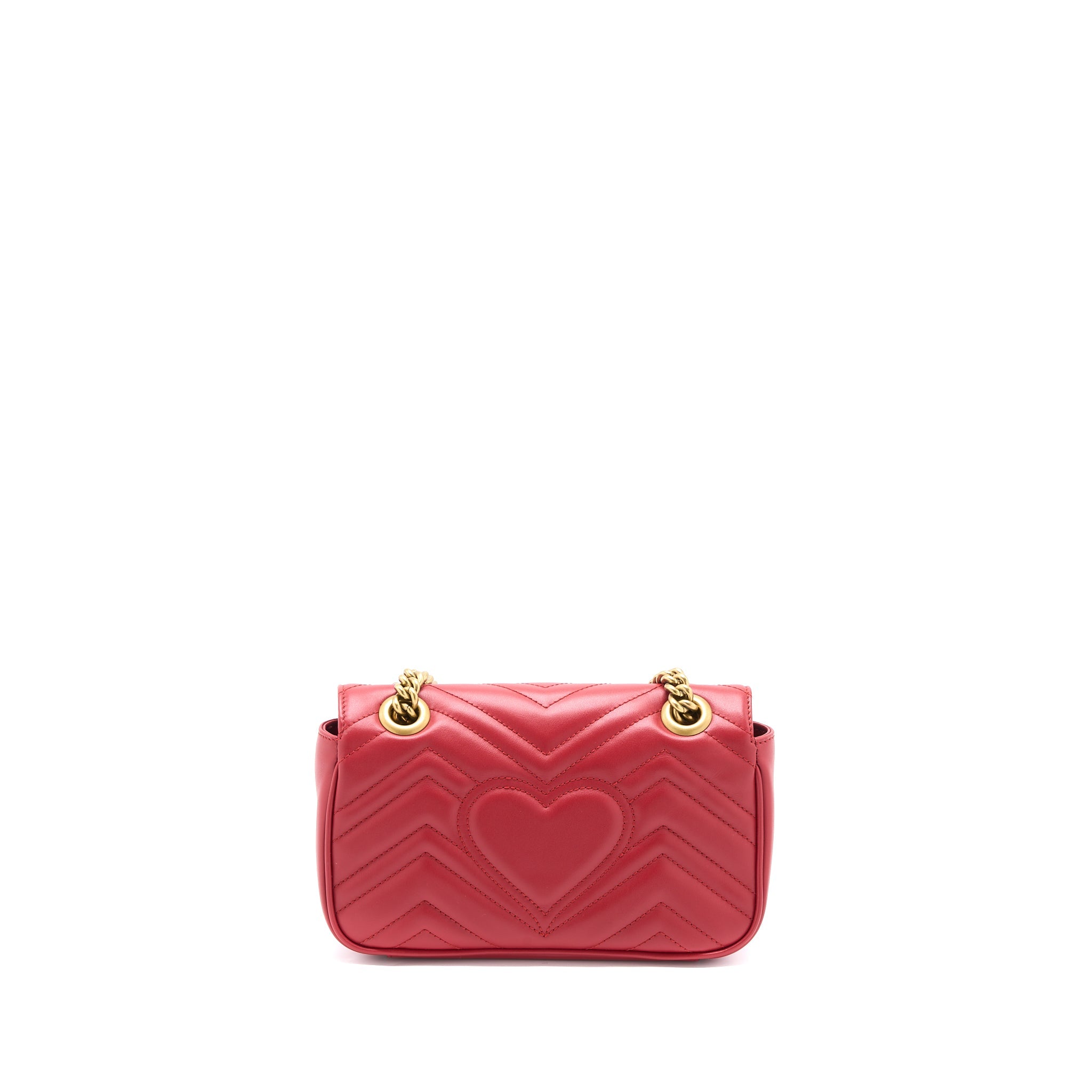 GUCCI MINI GG MARMONT BAG CALFSKIN RED BRUSHED GHW